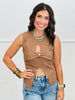 Ribbed Knit Cut Out Sleeveless Top (Reg.)-6 Colors