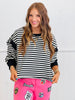Black/Ivory Striped Open Back Long Sleeve Top (Reg.)
