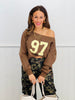 Number 97 Graphic Off Shoulder Top (Reg.)-2 Colors