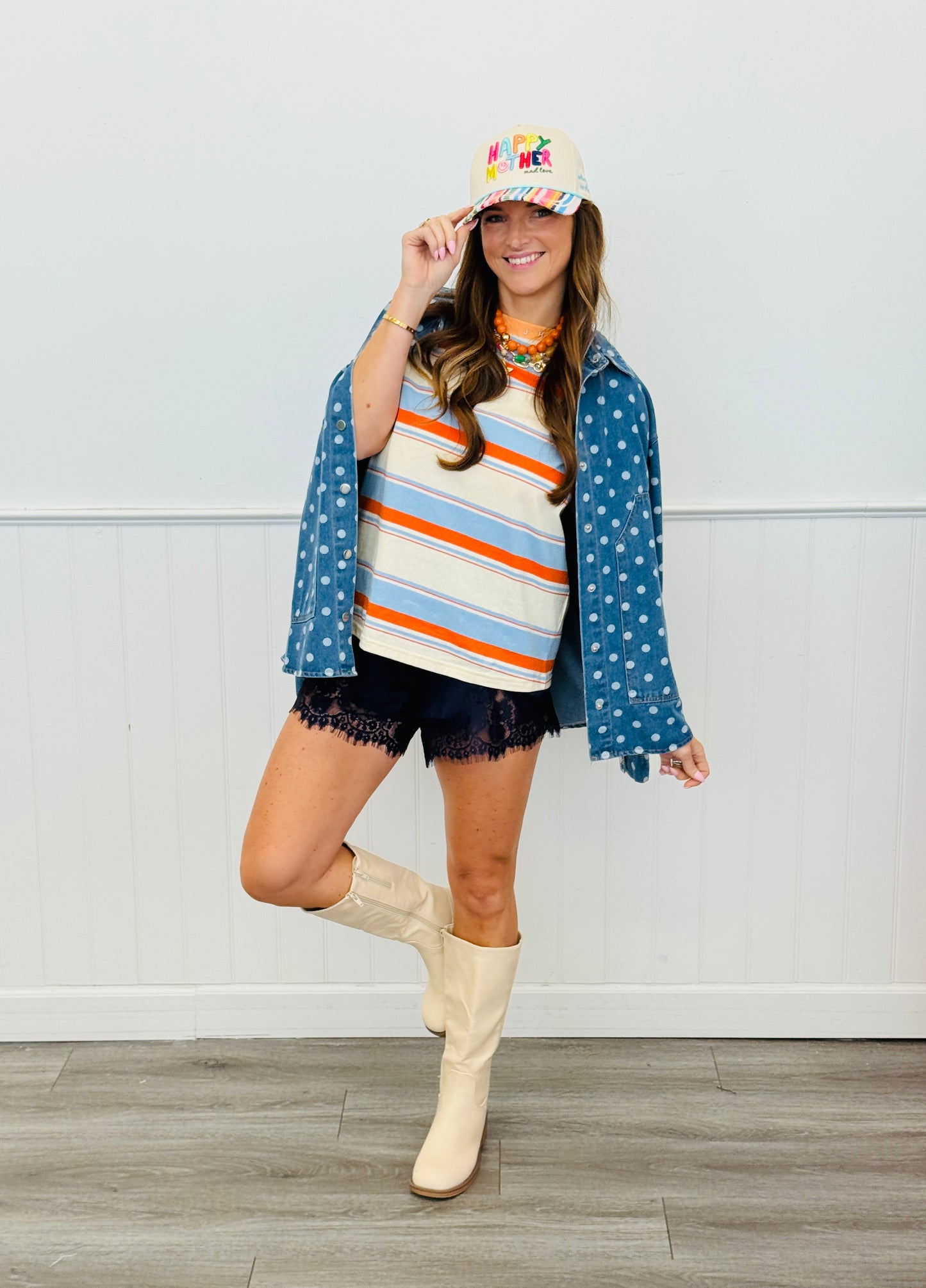 Vintage Wash Denim Polka Dot Shacket (Reg.)