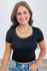 Lace Trim Short Sleeve Top (Reg.) - 4 Colors