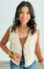 Cream Rosette Sweater Vest Top (Reg & Plus)