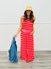 Pink/Red Striped French Terry Top & Pants Set (Reg. and Plus)