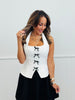 White/Black Illusion Bow Ties Mini Dress (Reg.)