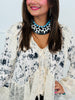 Western Sparkly Lace Trim Tie Cardigan Top (Reg. and Plus)