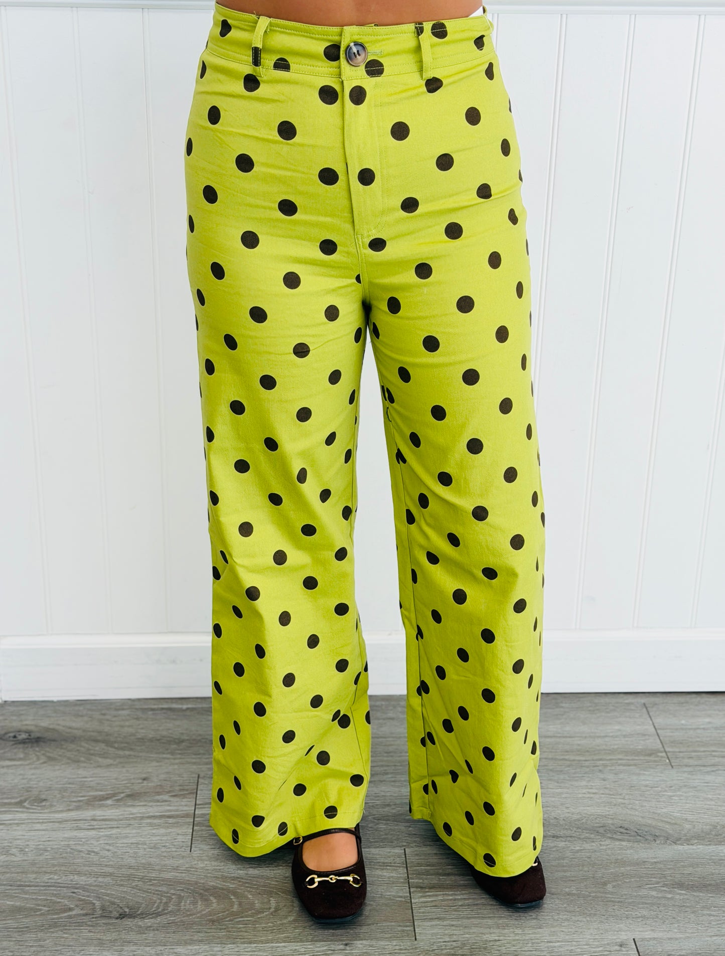 Olive Polka Dot Wide Leg Pants (Reg.)