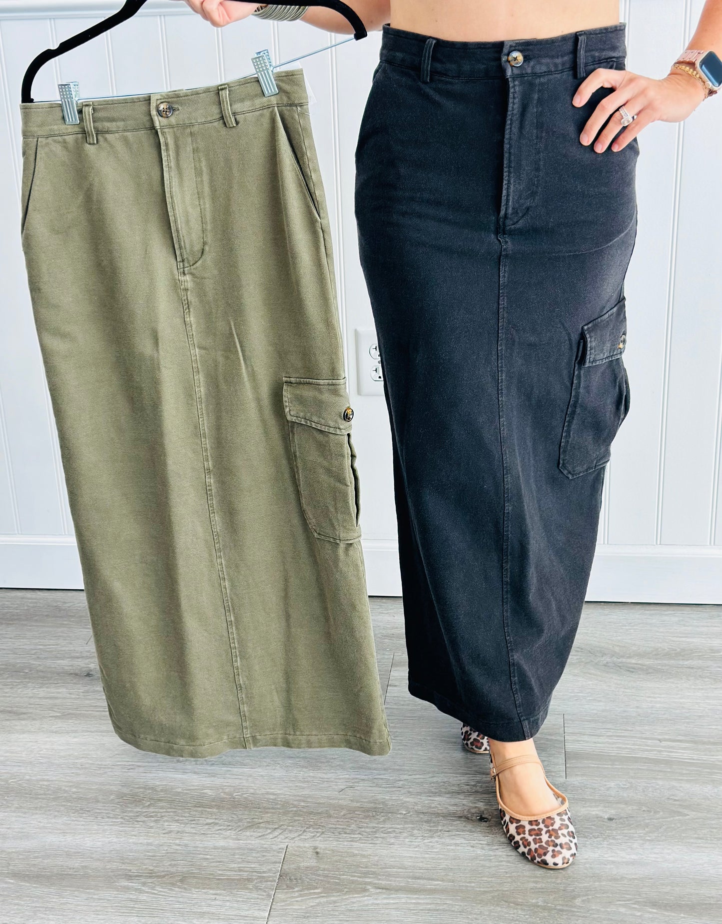 Cargo High Waist Maxi Skirt (Reg)-2 Colors