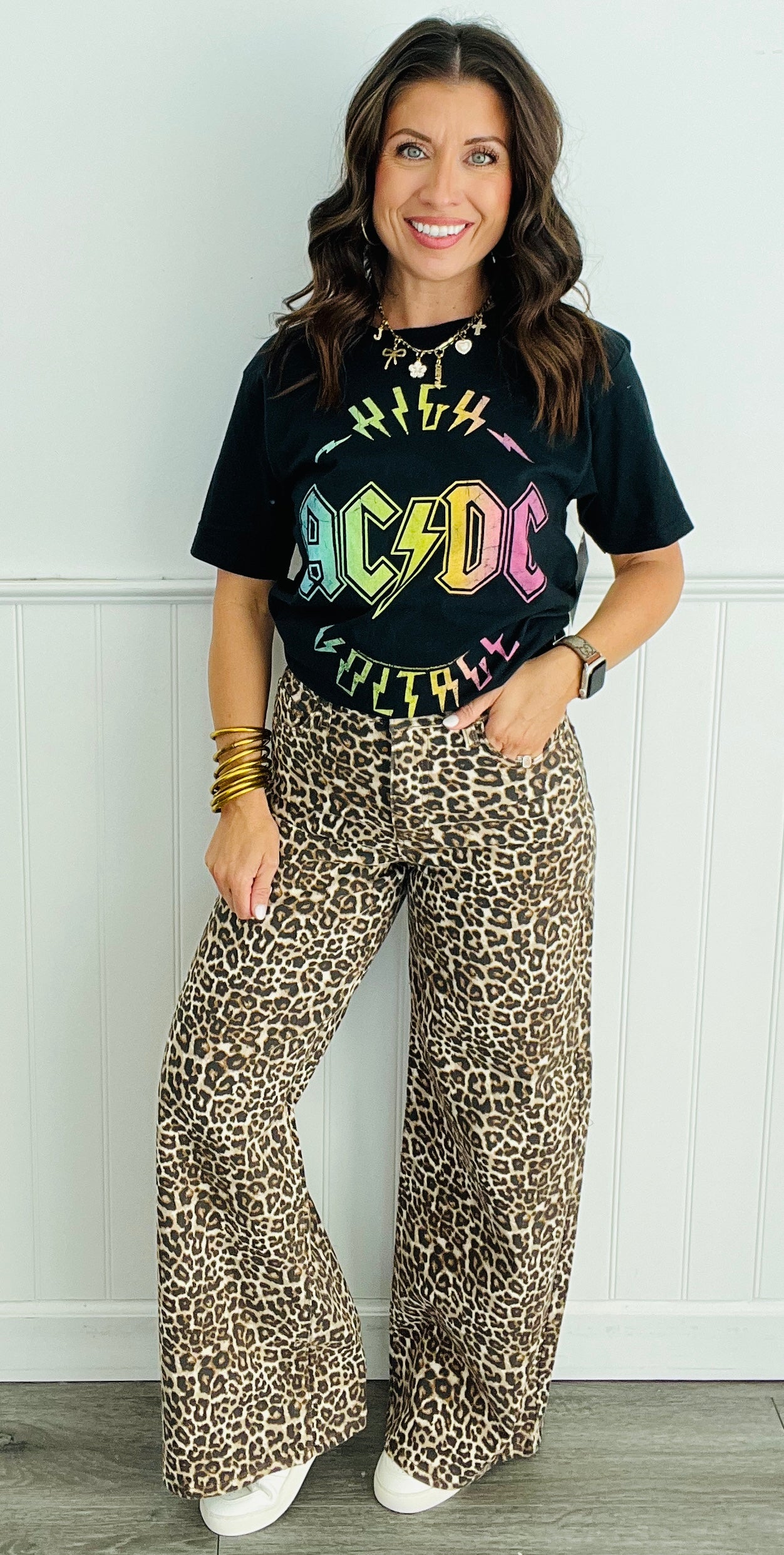 Leopard Wide Leg High Rise Pants (Reg.)