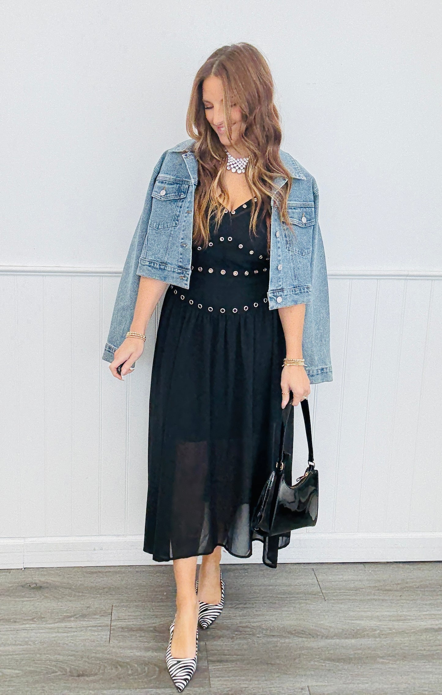 Black Chiffon Midi Dress (Reg.)