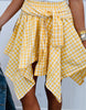 Gingham Asymmetrical Skirt (Reg.)- 4 Colors