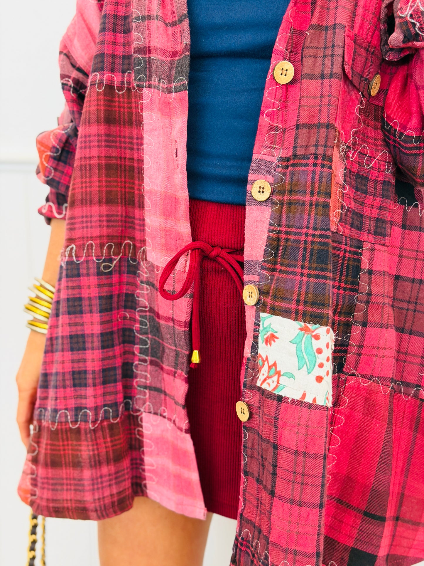 POL Cherry Multi Plaid Button Down Shirt (Reg.)