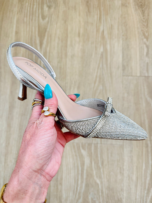 Silver Rhinestone Glam It Up Heels
