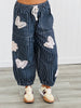 Ink Denim Stripe Butterfly Barrel Pants (Reg & Plus)