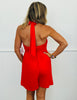 Halter V-Neck Shirred Romper (Reg.) - 2 Colors