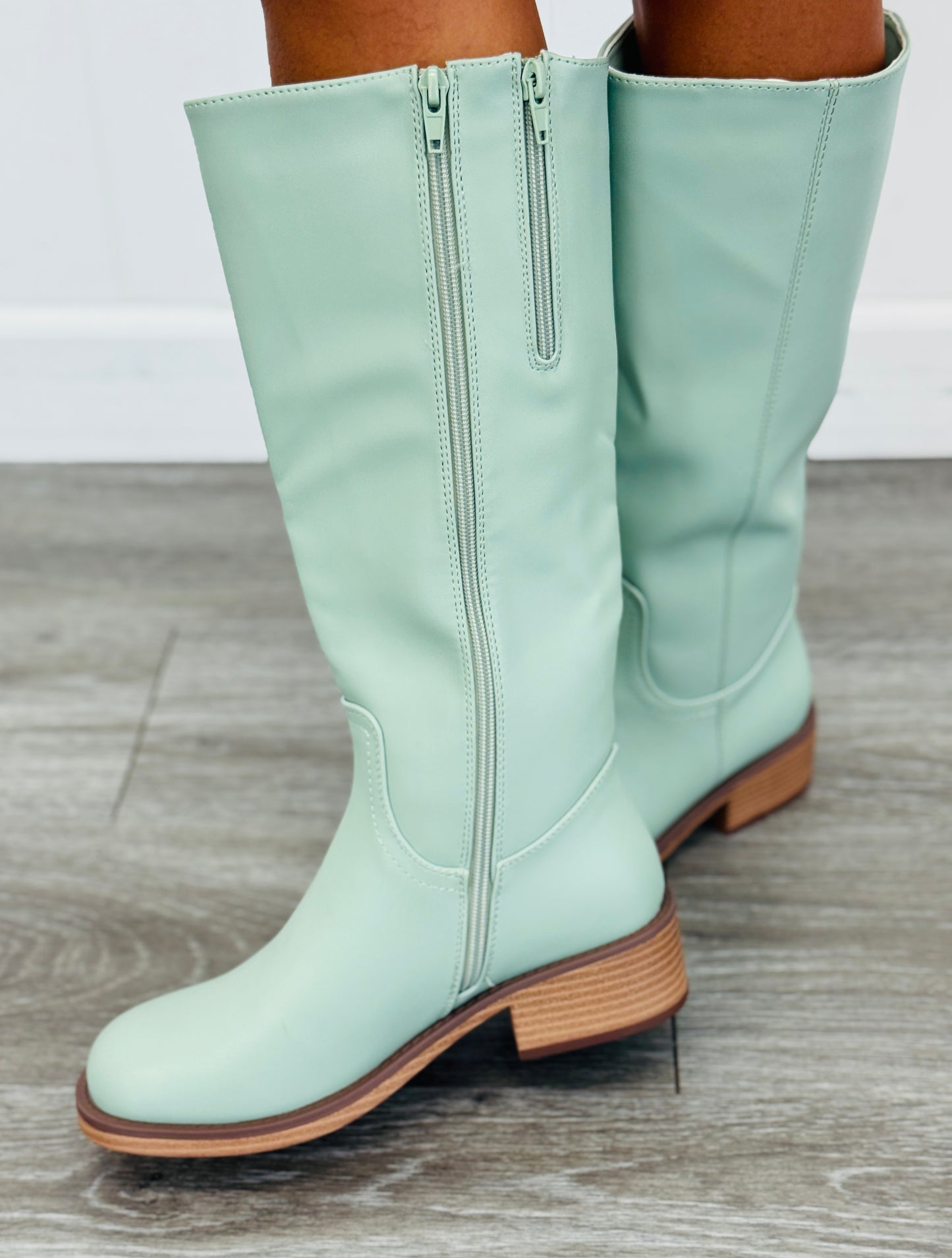 The Jojo Boots in Powder Green