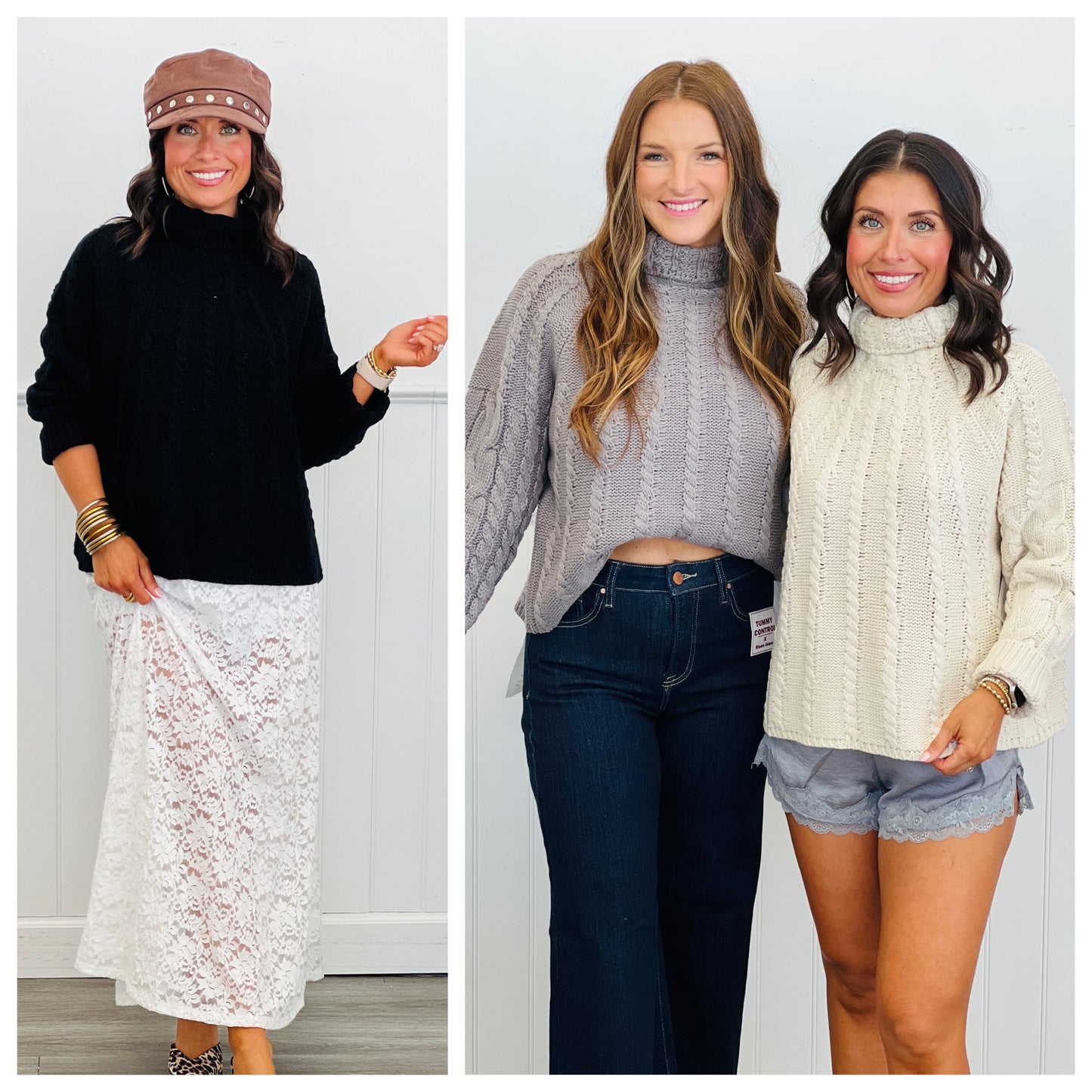 Textured Turtleneck Sweater Top (Reg & Plus)-3 Colors