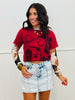 Black/Brown/White Cow Print Mesh Top (Reg.)