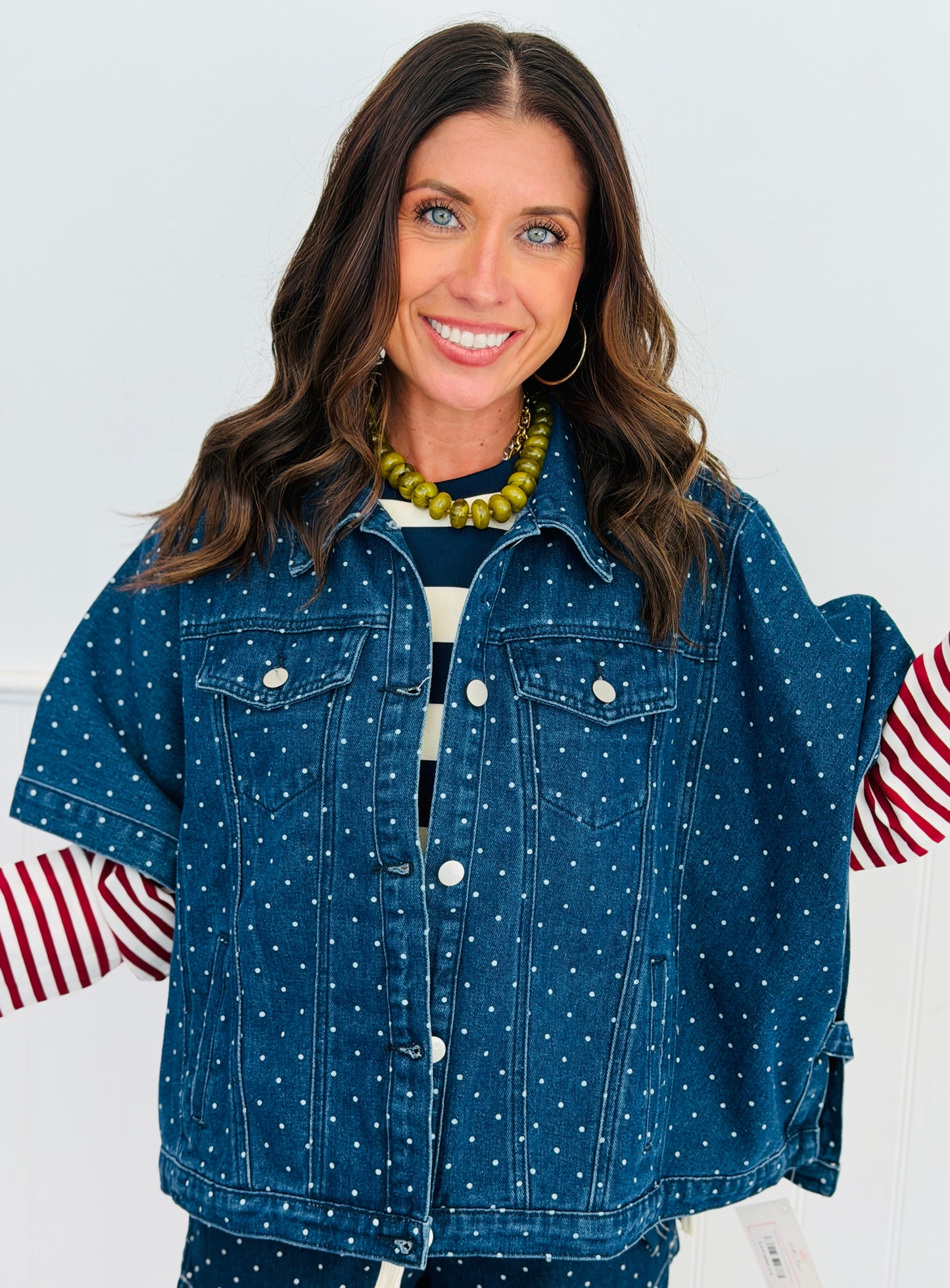 Denim Dream White Dot Cape Jacket (Reg.)