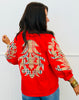 Red Plaid Baroque Applique Blouse (Reg.)