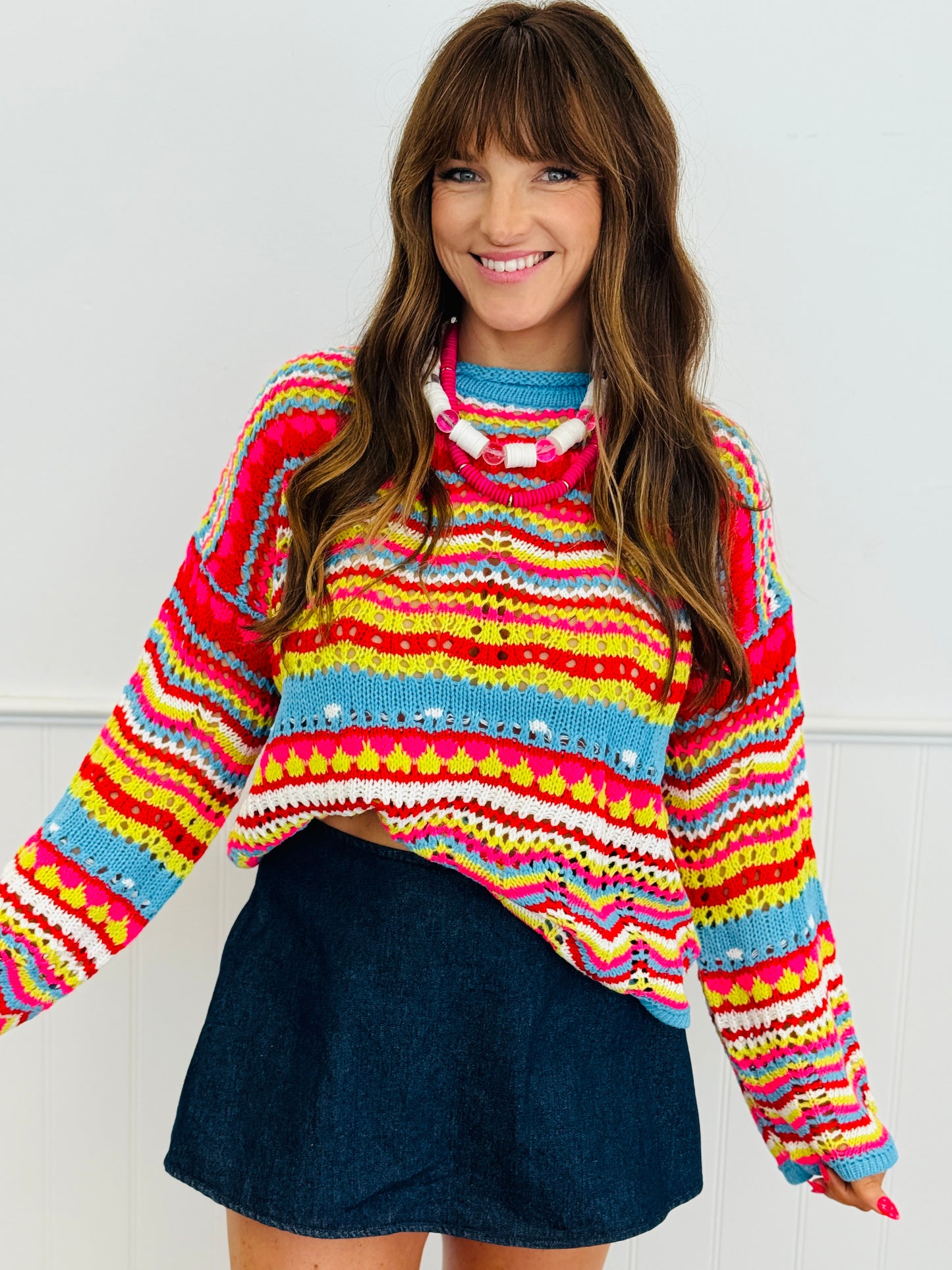 Neon Multi Textured  Knit Sweater Coverup (Reg.)