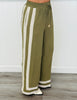 Olive Contrast Stripe Shirt & Pants Set (Reg & Plus)