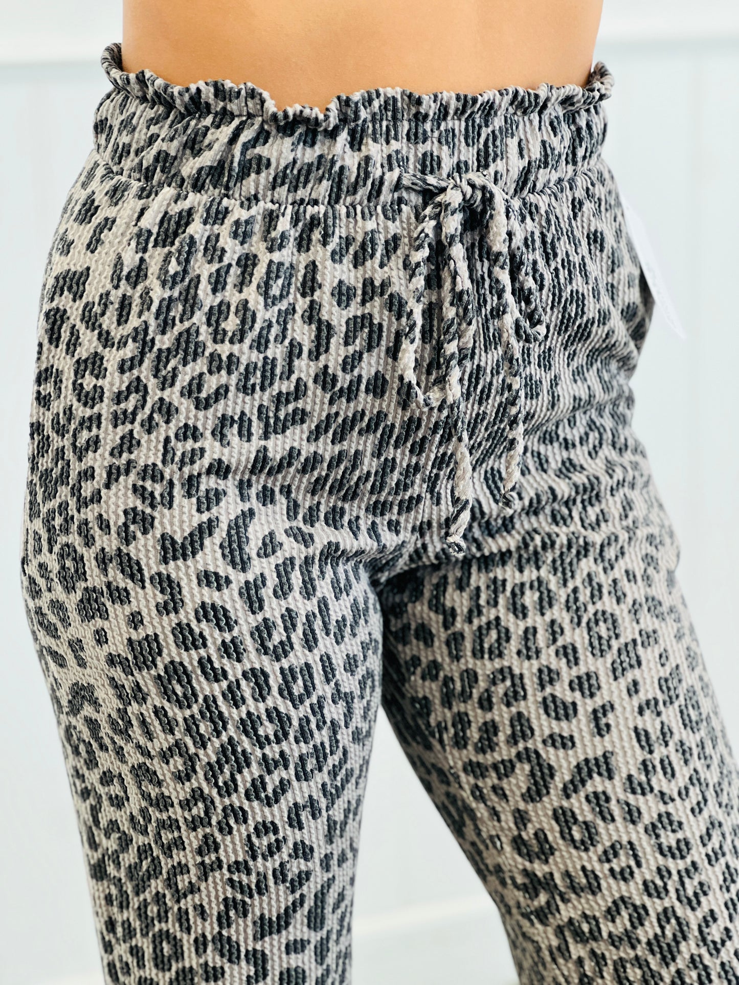 Coco Leopard Ribbed Knit Paperbag Pants (Reg & Plus)