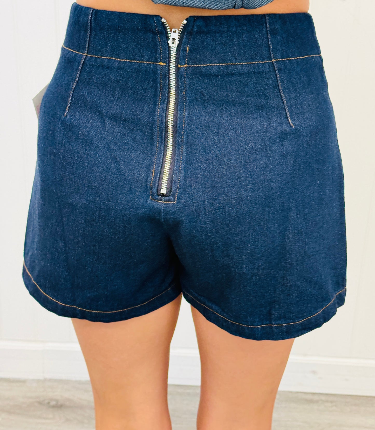 Dark Denim Back Zip Skort (Reg & Plus)