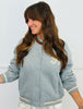 Heather Grey Soft Plush Bomber Jacket