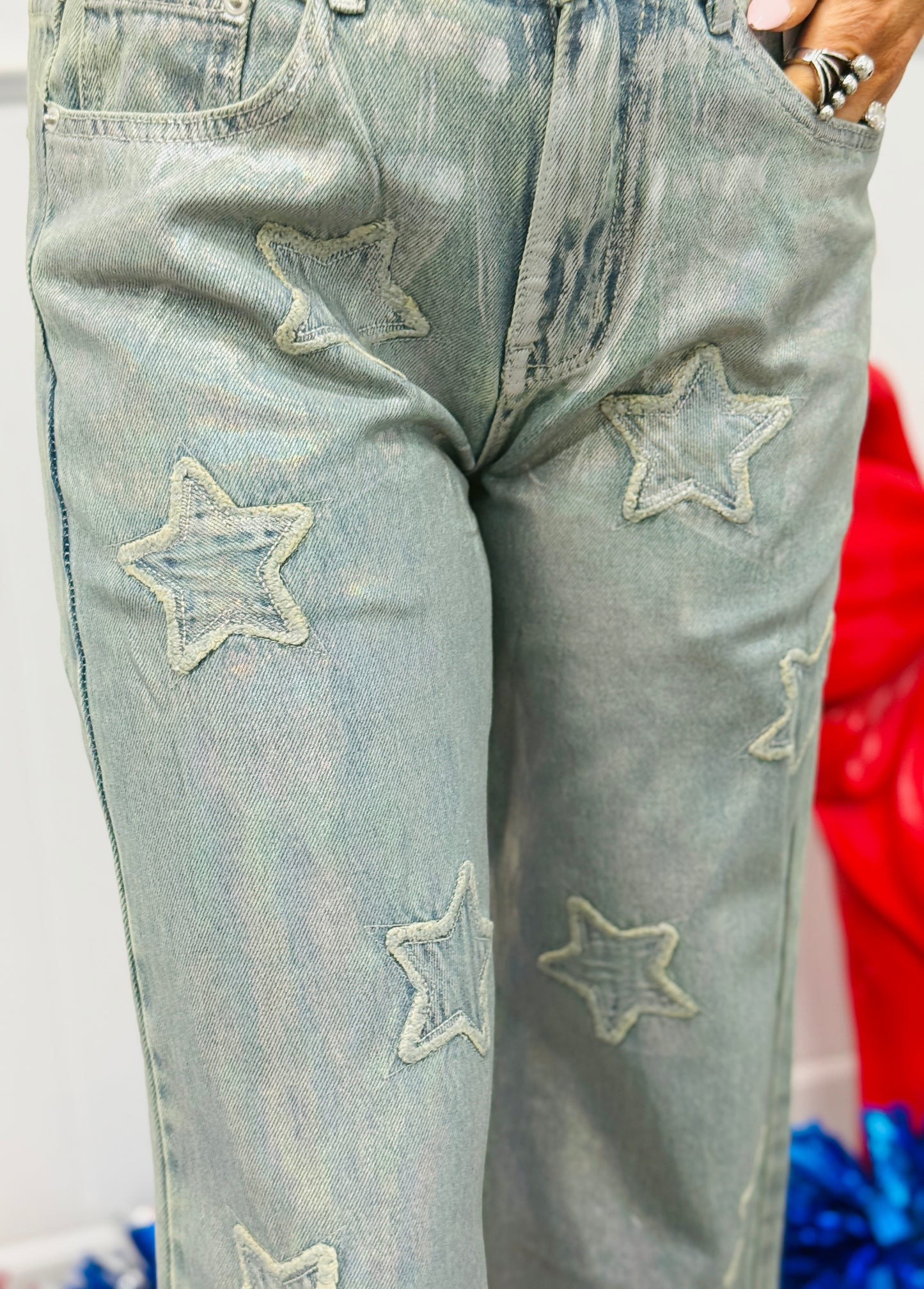 Oli & Hali Washed Foil Love Patchwork Denim Jeans (Reg.)