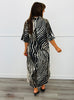 Black Abstract Zebra Print Midi Dress (Reg. and Plus)