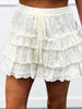 Cream Vintage Lace Tiered Shorts (Reg.)