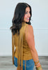 Fringe Suede Mock Neck Top (Reg.)-2 Colors