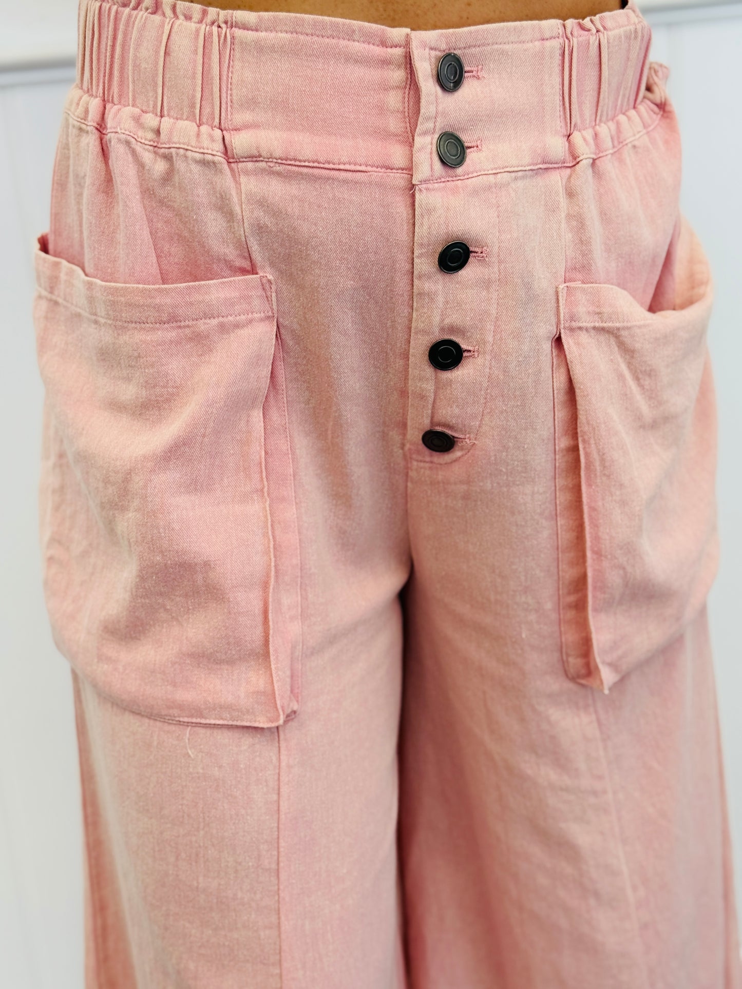 Rose Pink Cropped Wide Leg Pants (Reg. and Plus)
