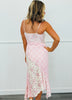 Pink/Ivory Bias Plaid & Floral Midi Dress (Reg.)