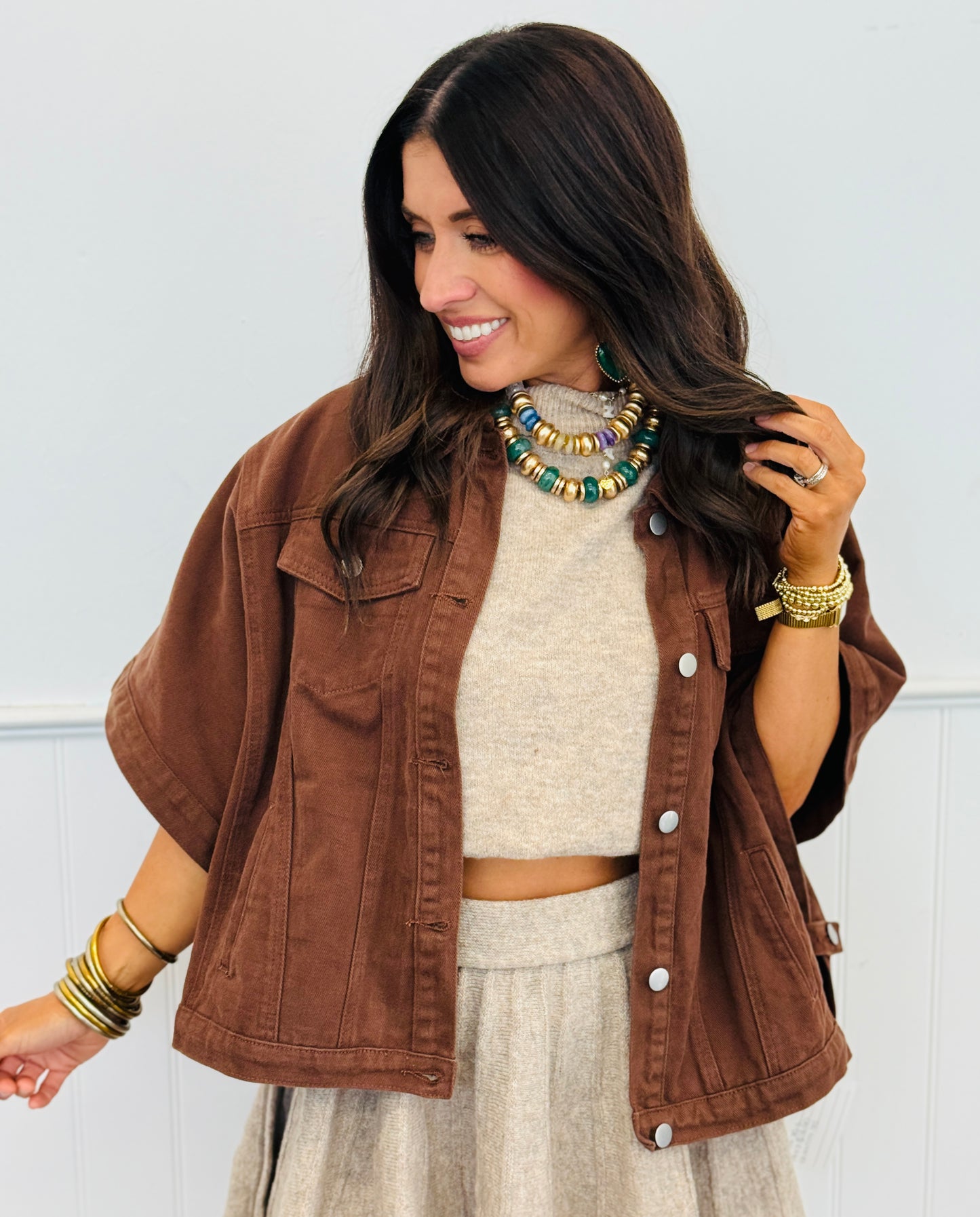 Brown Twill Dream Cape Jacket (Reg.)