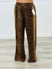 Brown Leopard Contrast Trim Pants (Reg & Plus)