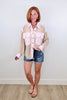 POL Pink Latte Multi Contrast Button Down Top (Reg)