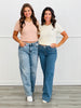 Pointelle Knit Embroidered Bow Top (Reg.)-2 Colors