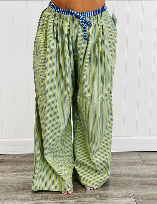 Green Stripe Wide Leg Pants (Reg.)
