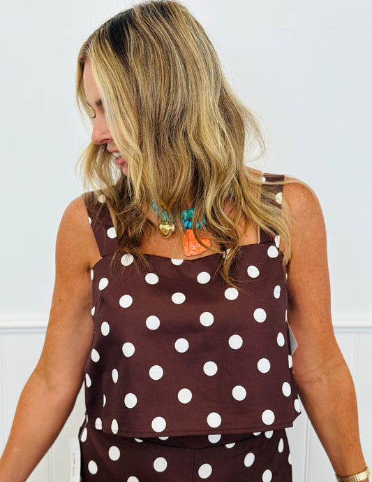 Chocolate Polka Dot Tank Top (Reg & Plus)