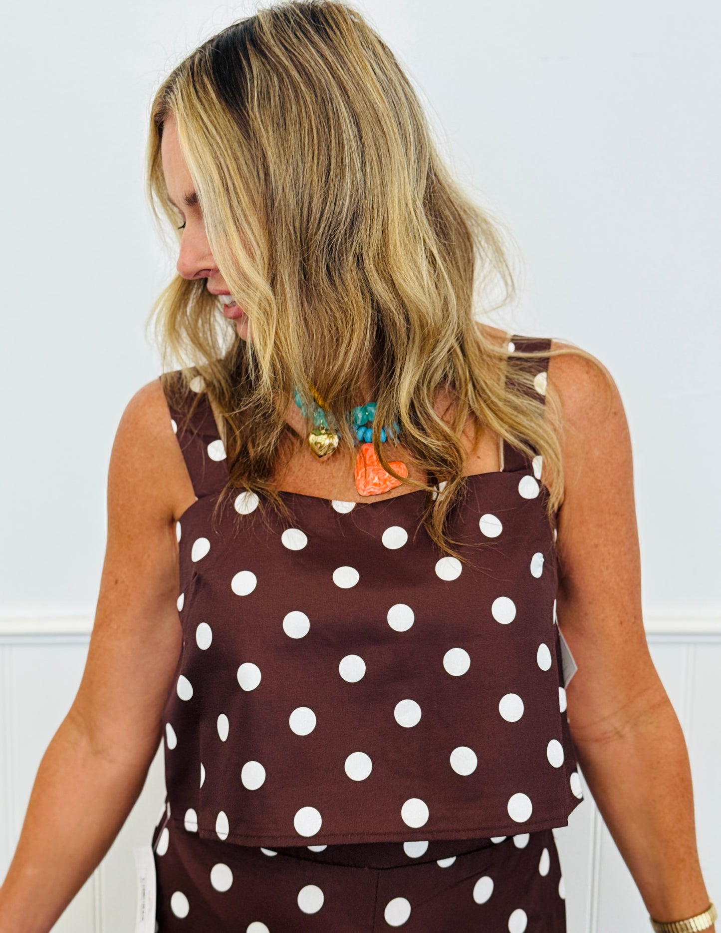 Chocolate Polka Dot Tank Top (Reg & Plus)