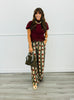 Olive Polka Dot Stripe Wide Leg Pants (Reg.)