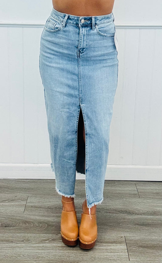 Risen Light Denim Make A Statement Pencil Skirt (Reg.)