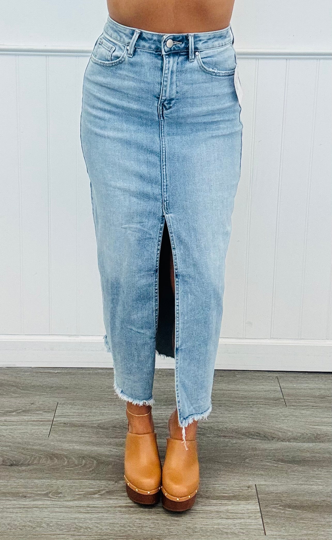 Risen Light Denim Make A Statement Pencil Skirt (Reg.)