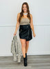 Black Faux Leather Asymmetric Zip Mini Skirt (Reg.)