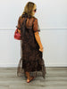 Leopard Print Sheer Overlay Midi Dress (Reg.)