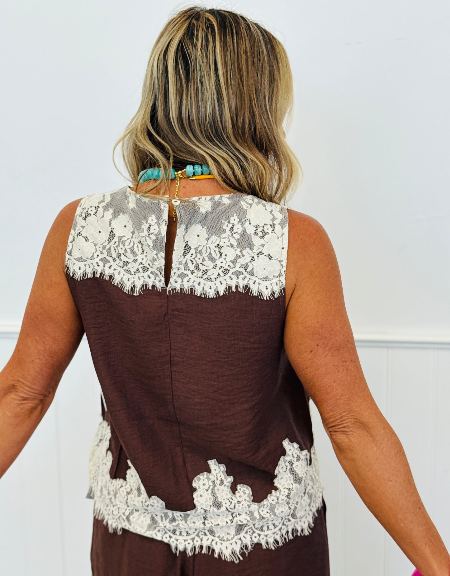 Scallop Lace Trim Solid Top (Reg.)-2 Colors