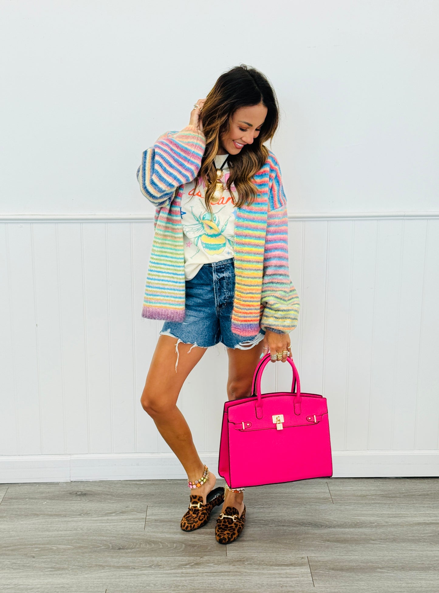 Rainbow Striped Long Sleeve Cardigan (Reg.)