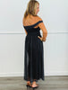 Black/Ivory Polka Dot Strapless Maxi Dress (Reg & Plus)