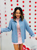 Lt Denim Rhinestone Hearts Button Down Top (Reg.)